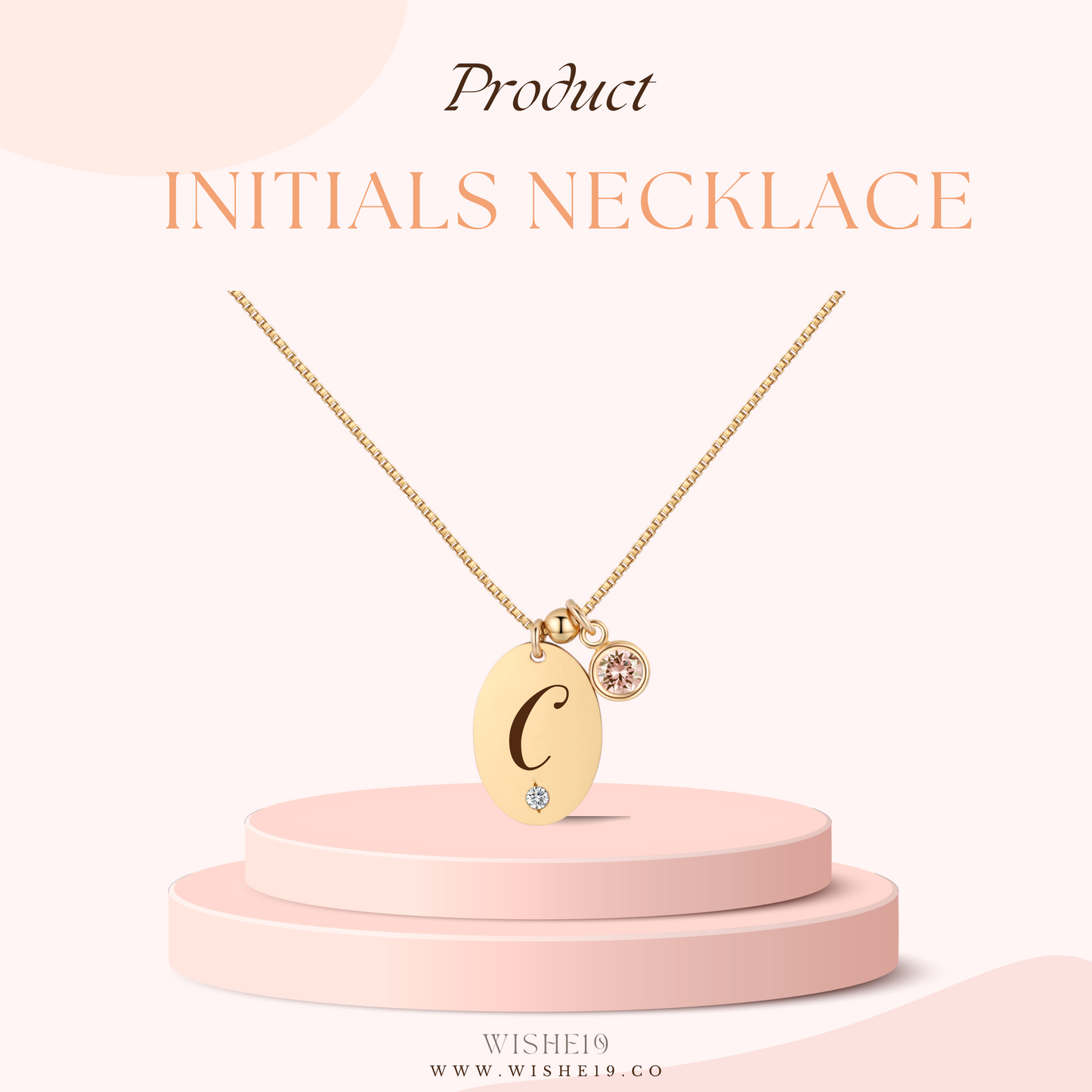 14KGF Initial Necklace- Letter C - Wishe19