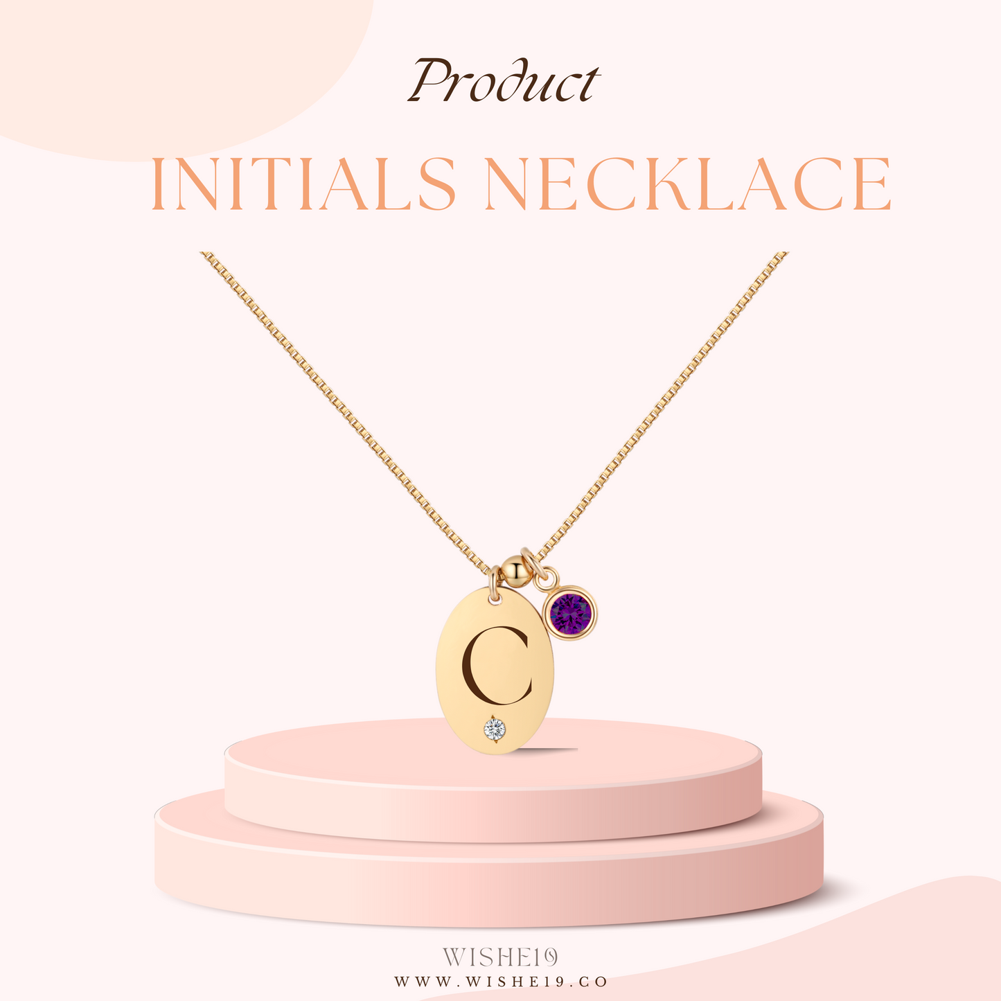 14KGF Initial Necklace- Letter C - Wishe19