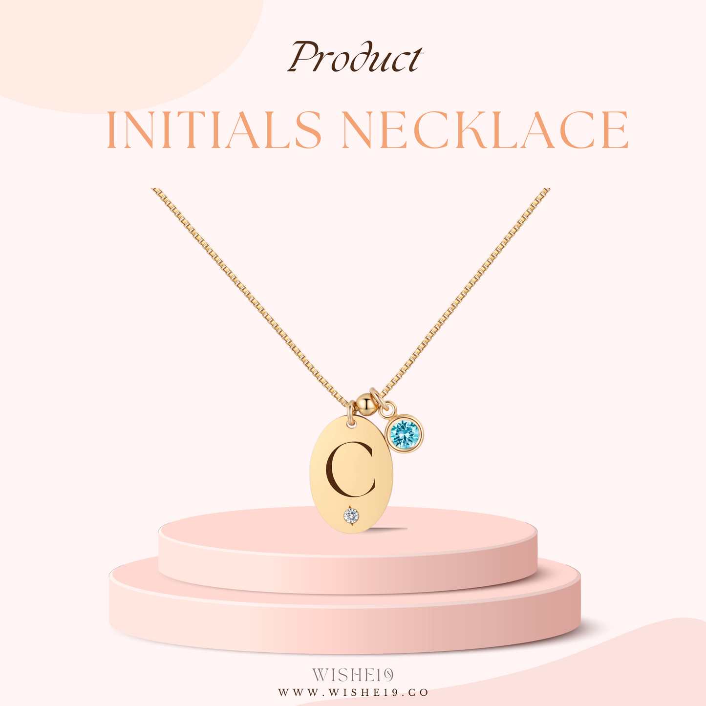 14KGF Initial Necklace- Letter C - Wishe19