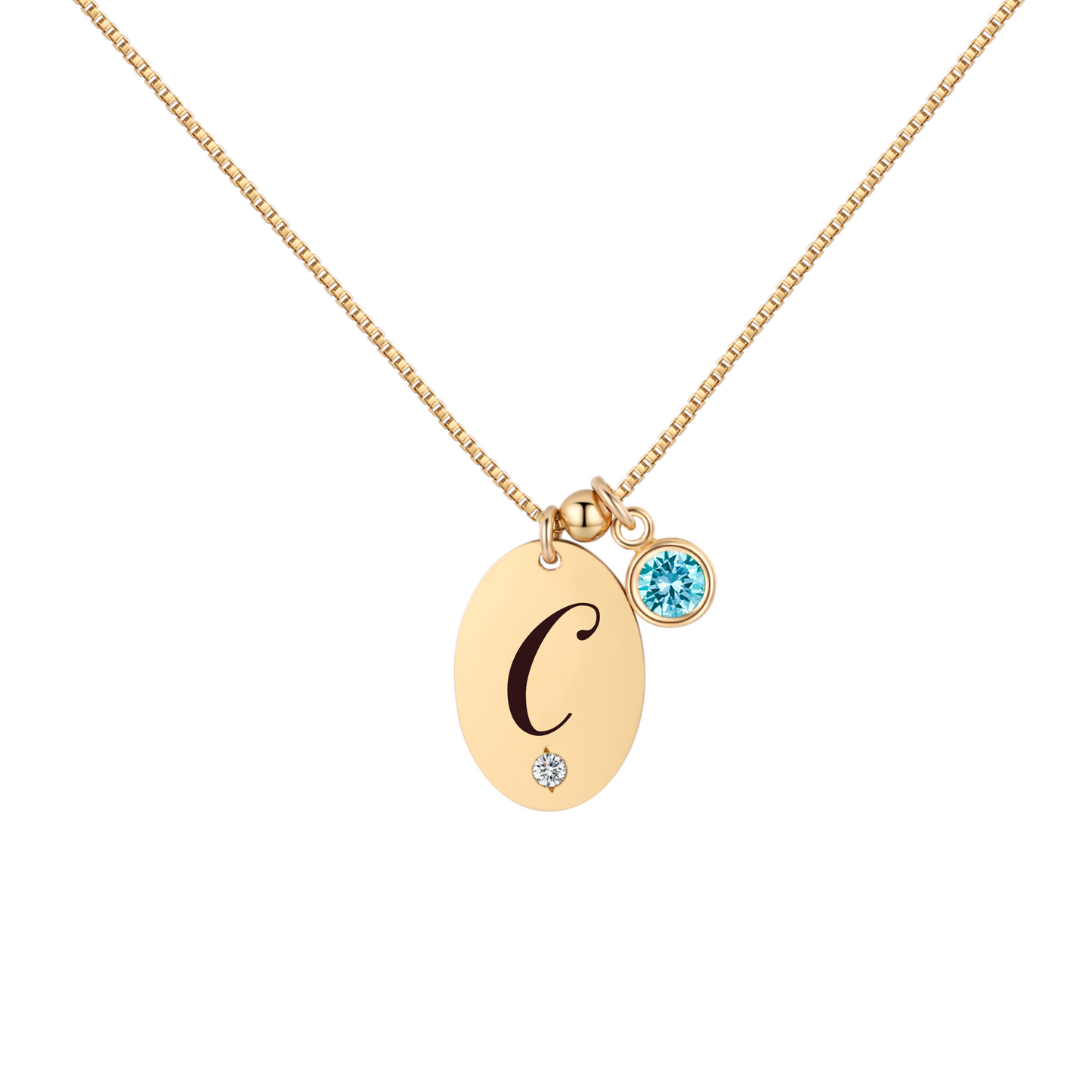 14KGF Initial Necklace- Letter C - Wishe19