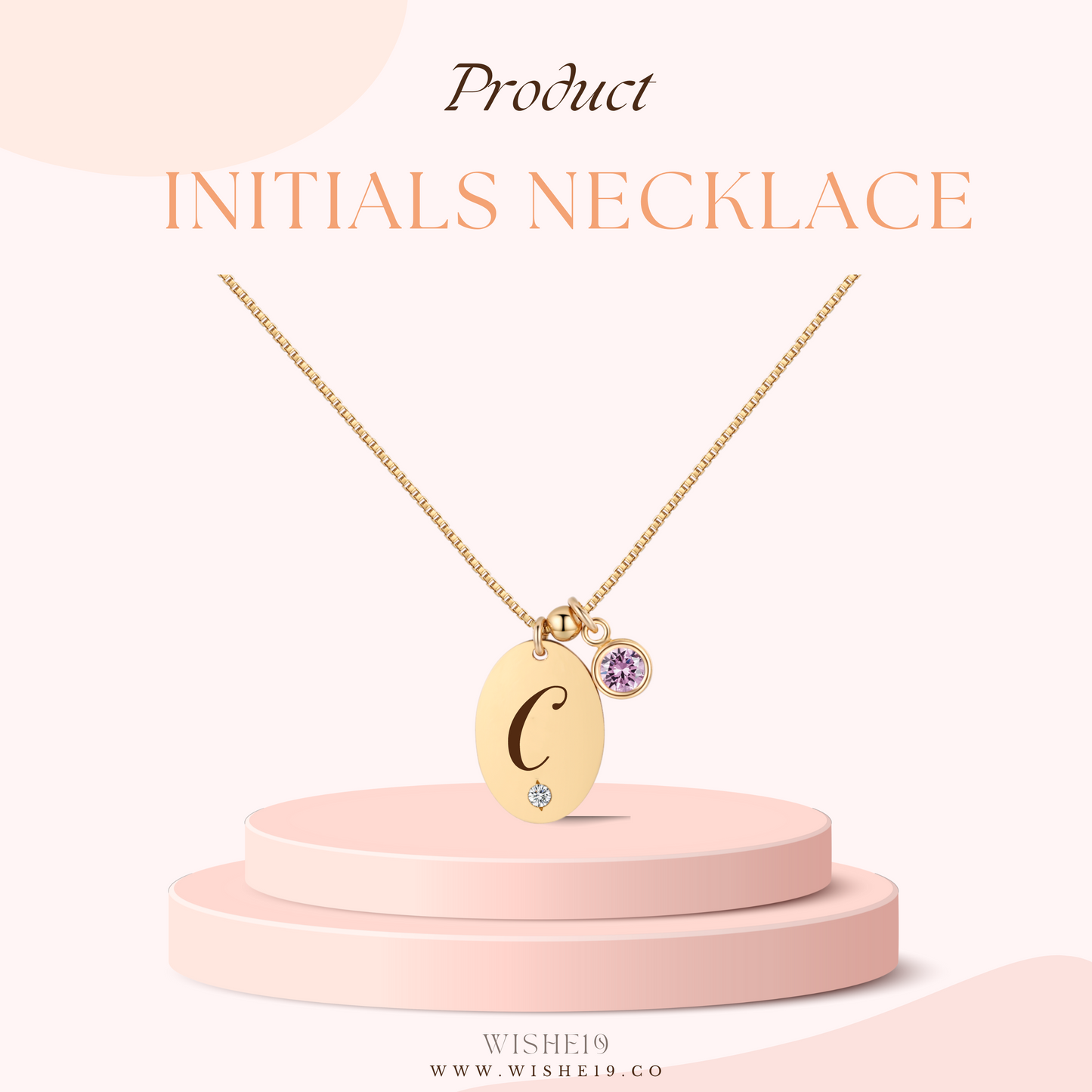 14KGF Initial Necklace- Letter C - Wishe19
