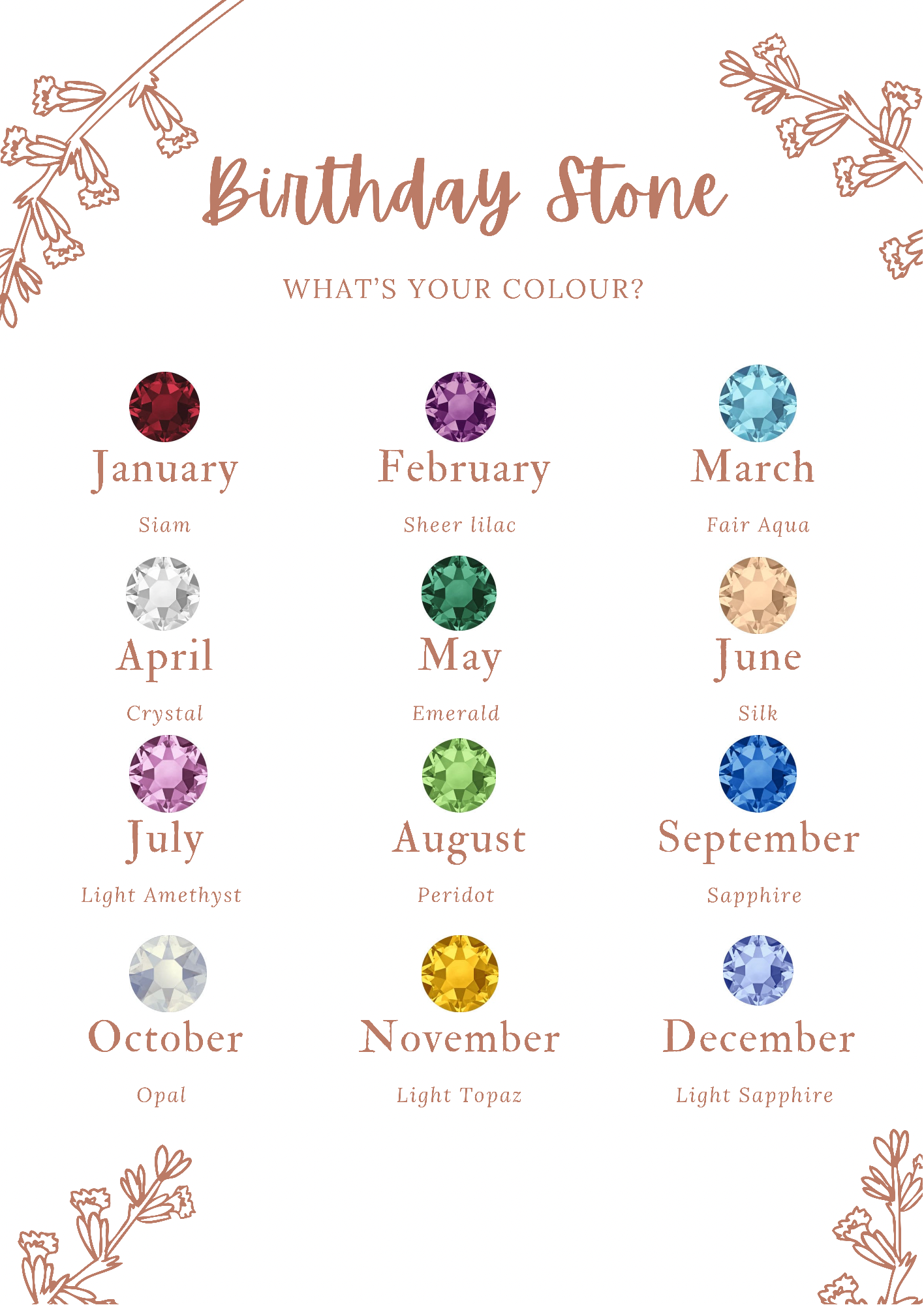 14KGF Birthstone Cuff - Wishe19