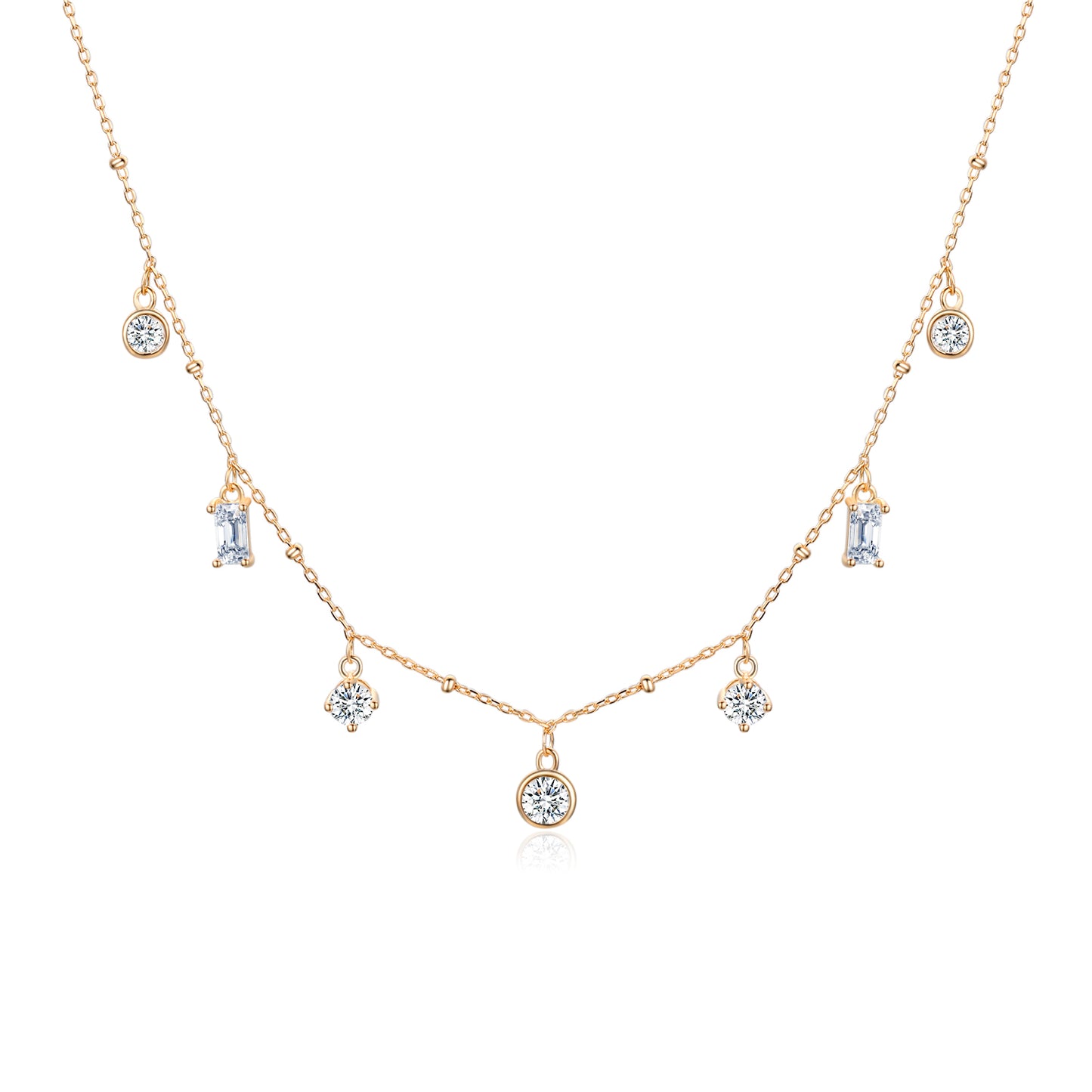 Gem Drop Necklace-Rose Gold - Wishe19