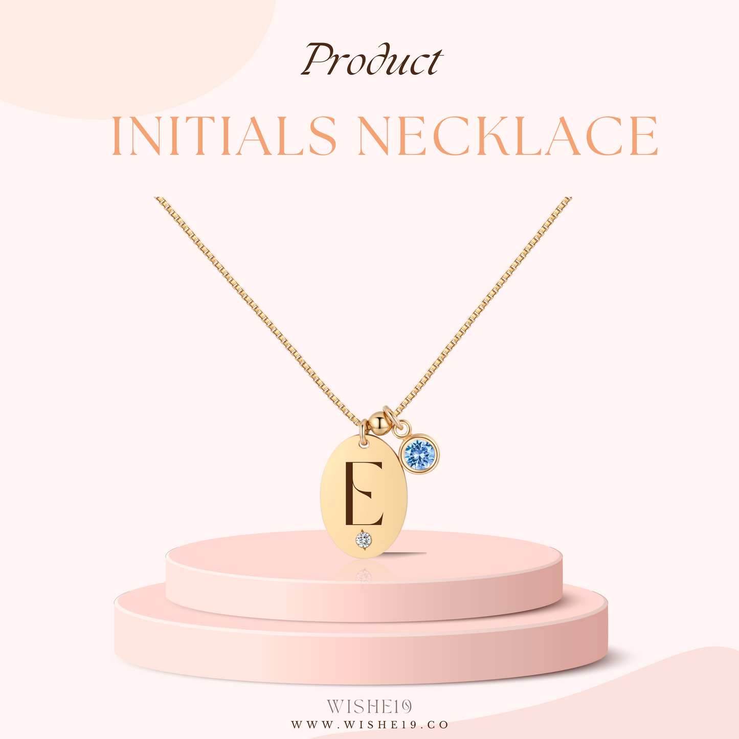 14KGF Initial Necklace- Letter E - Wishe19