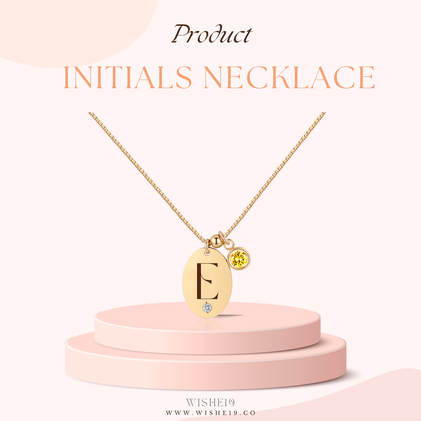 14KGF Initial Necklace- Letter E - Wishe19