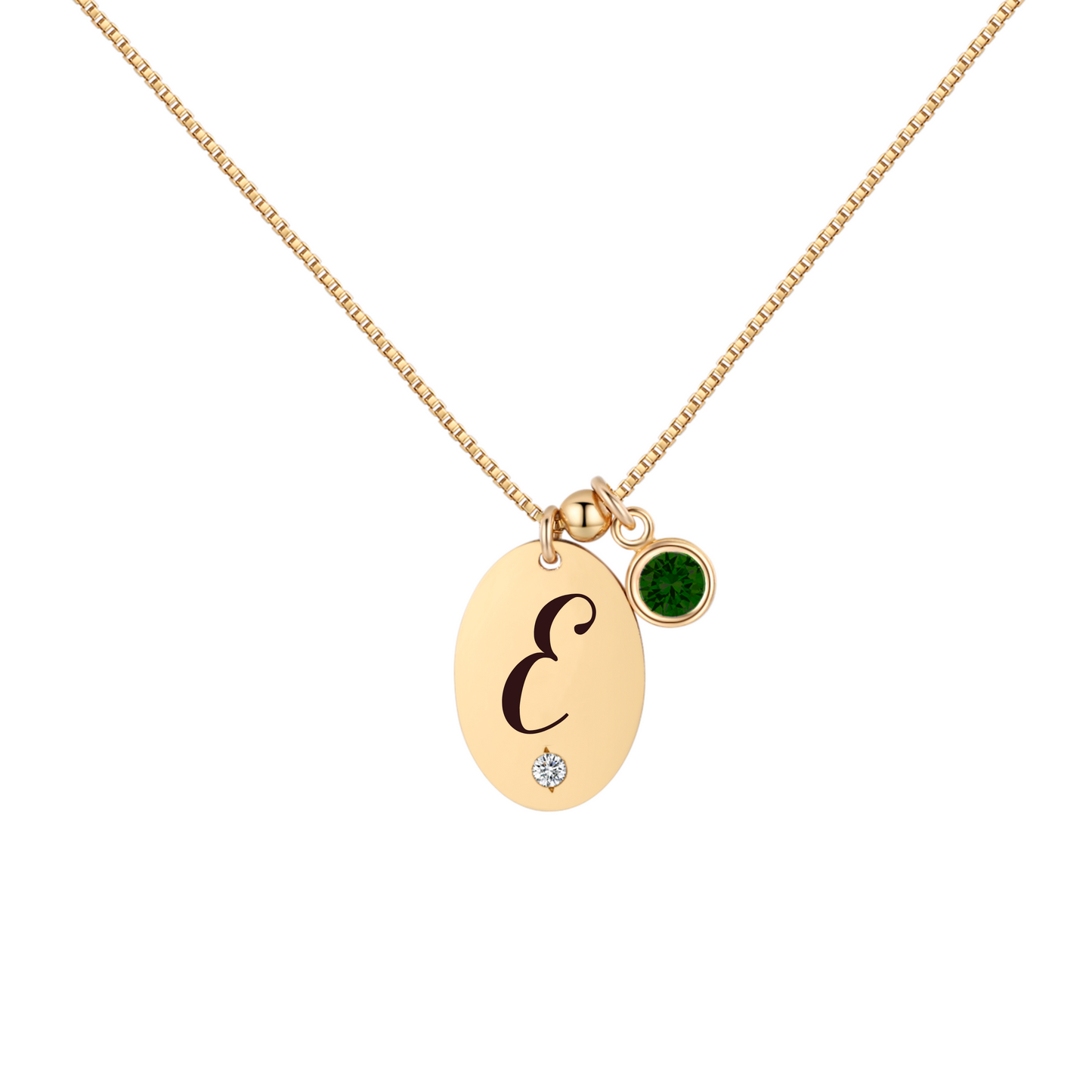 14KGF Initial Necklace- Letter E - Wishe19