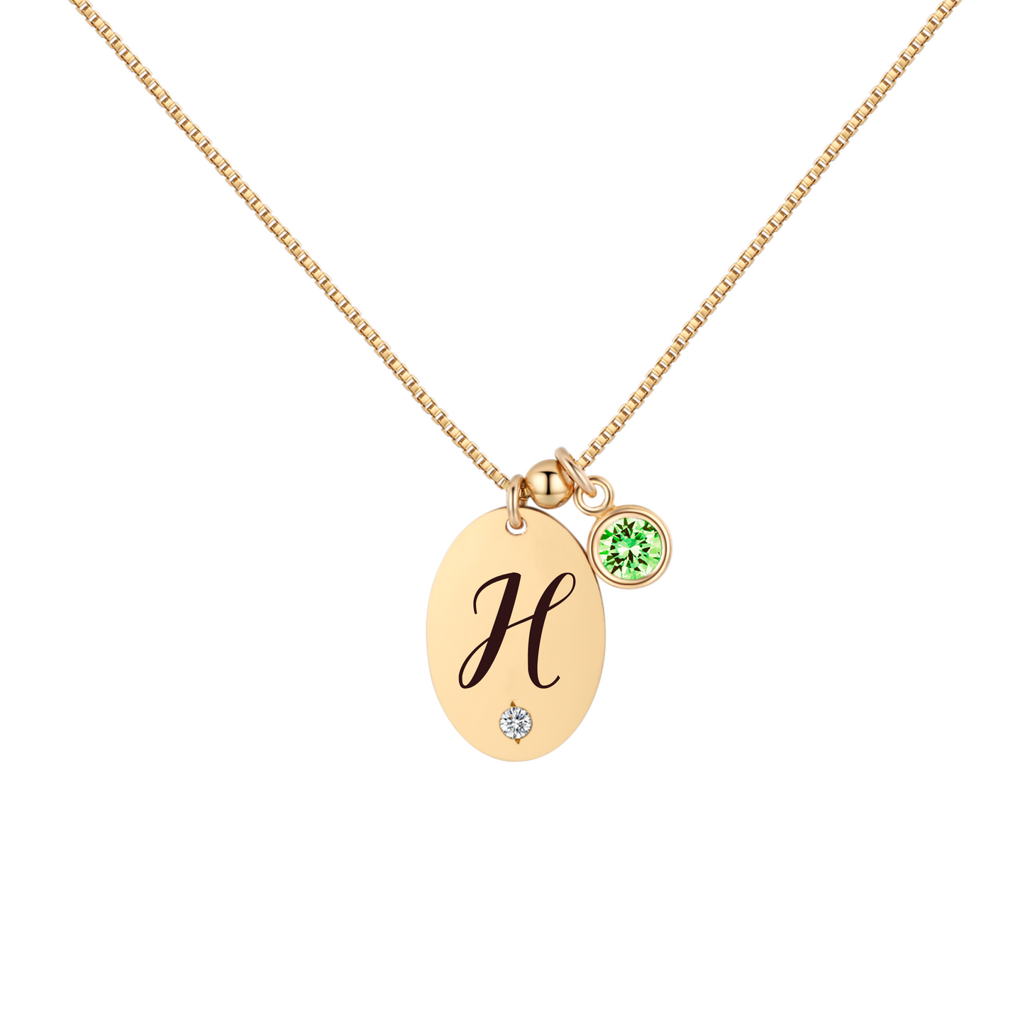 14KGF Initial Necklace- Letter H - Wishe19