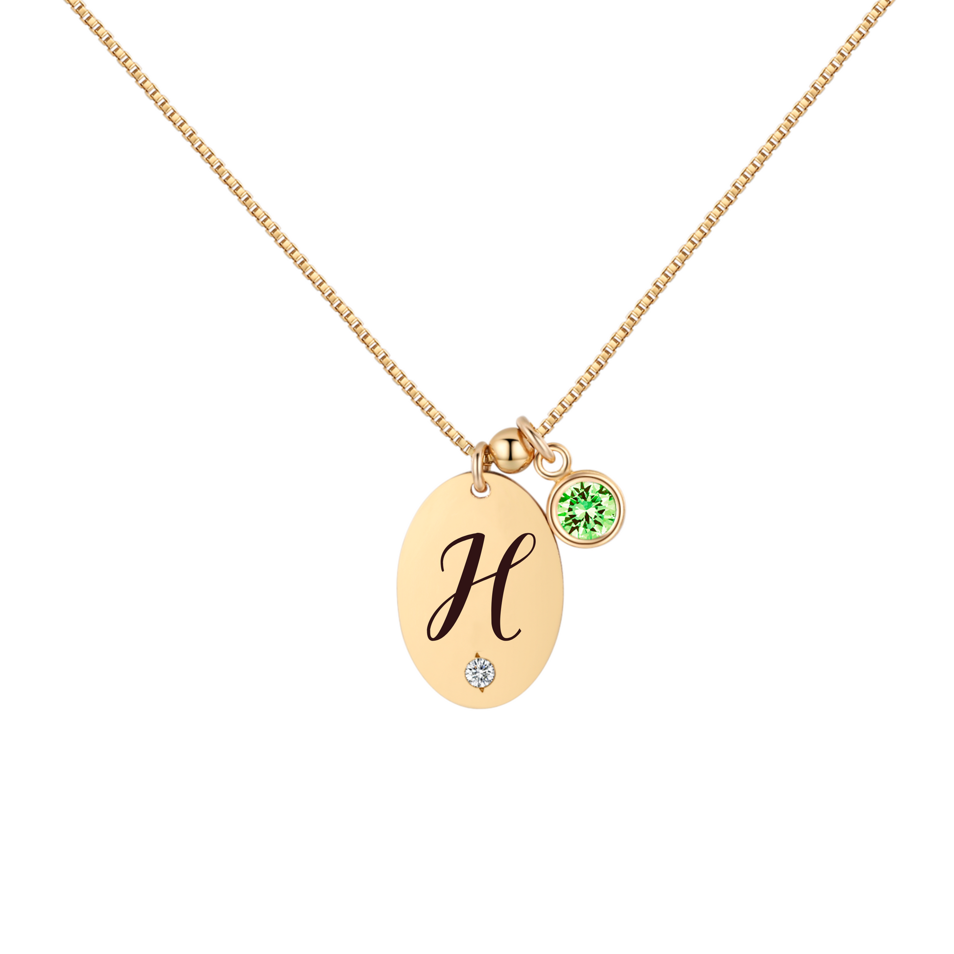 14KGF Initial Necklace- Letter H - Wishe19
