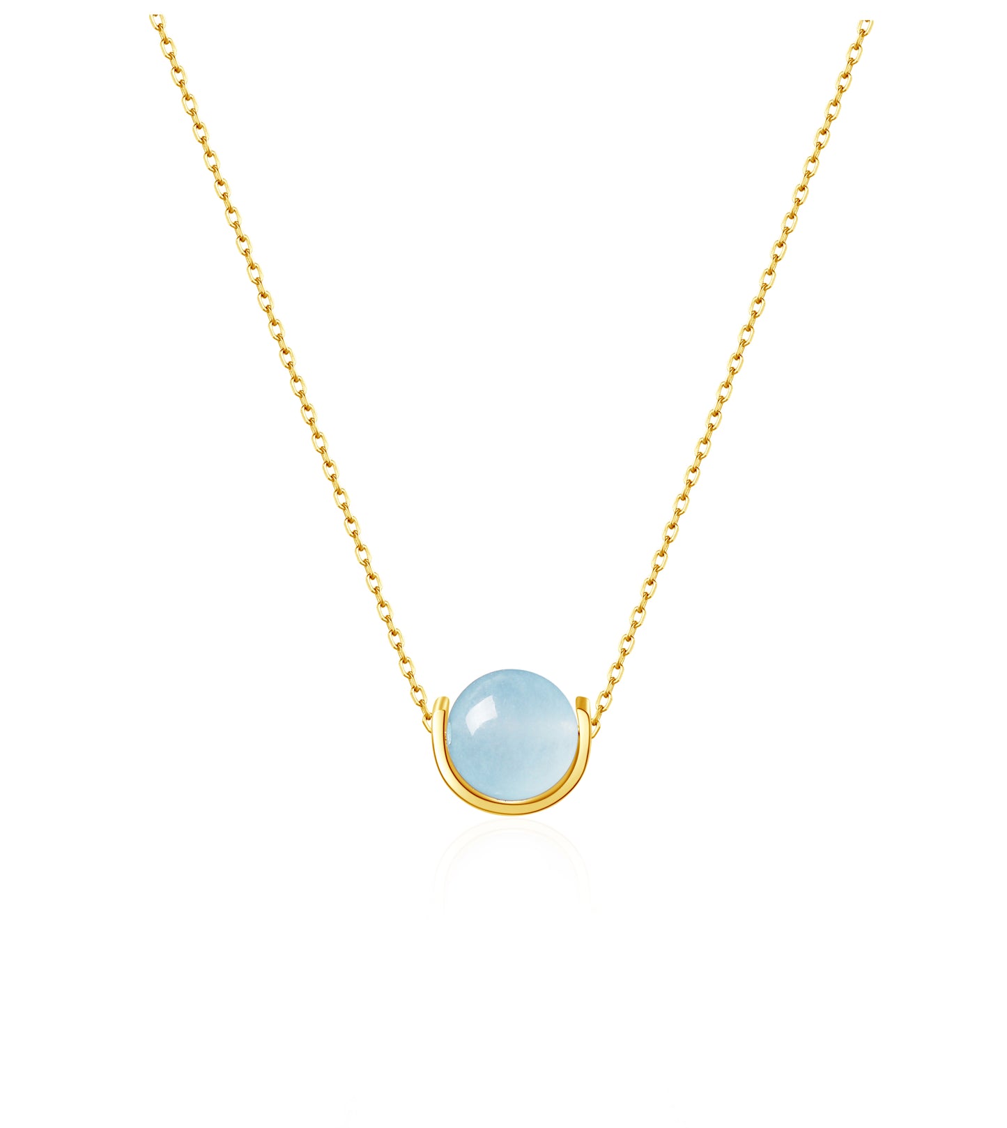 Naturalstone Aquamarine Necklace- Gold - Wishe19