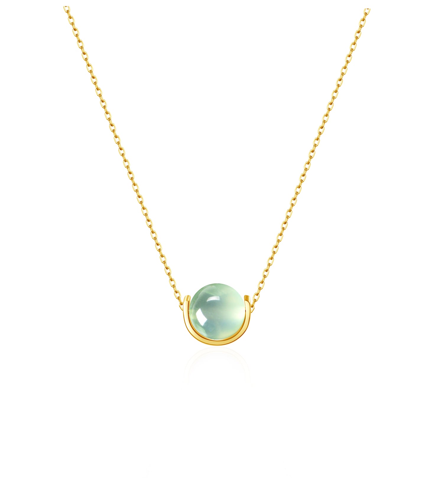 Naturalstone Prehnite Necklace- Gold - Wishe19