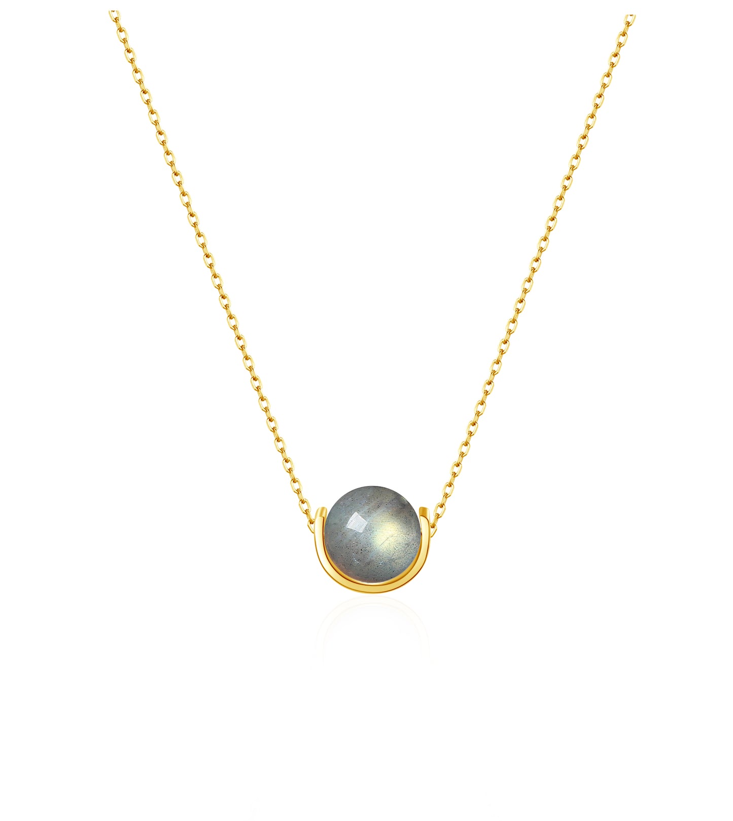 Naturalstone Labradorite Necklace- Gold - Wishe19