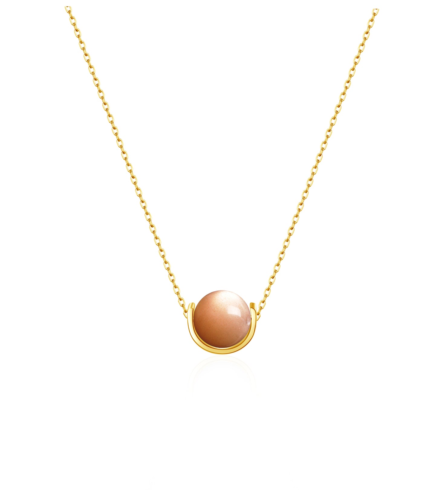 Naturalstone Peach Moonstone Necklace- Gold - Wishe19