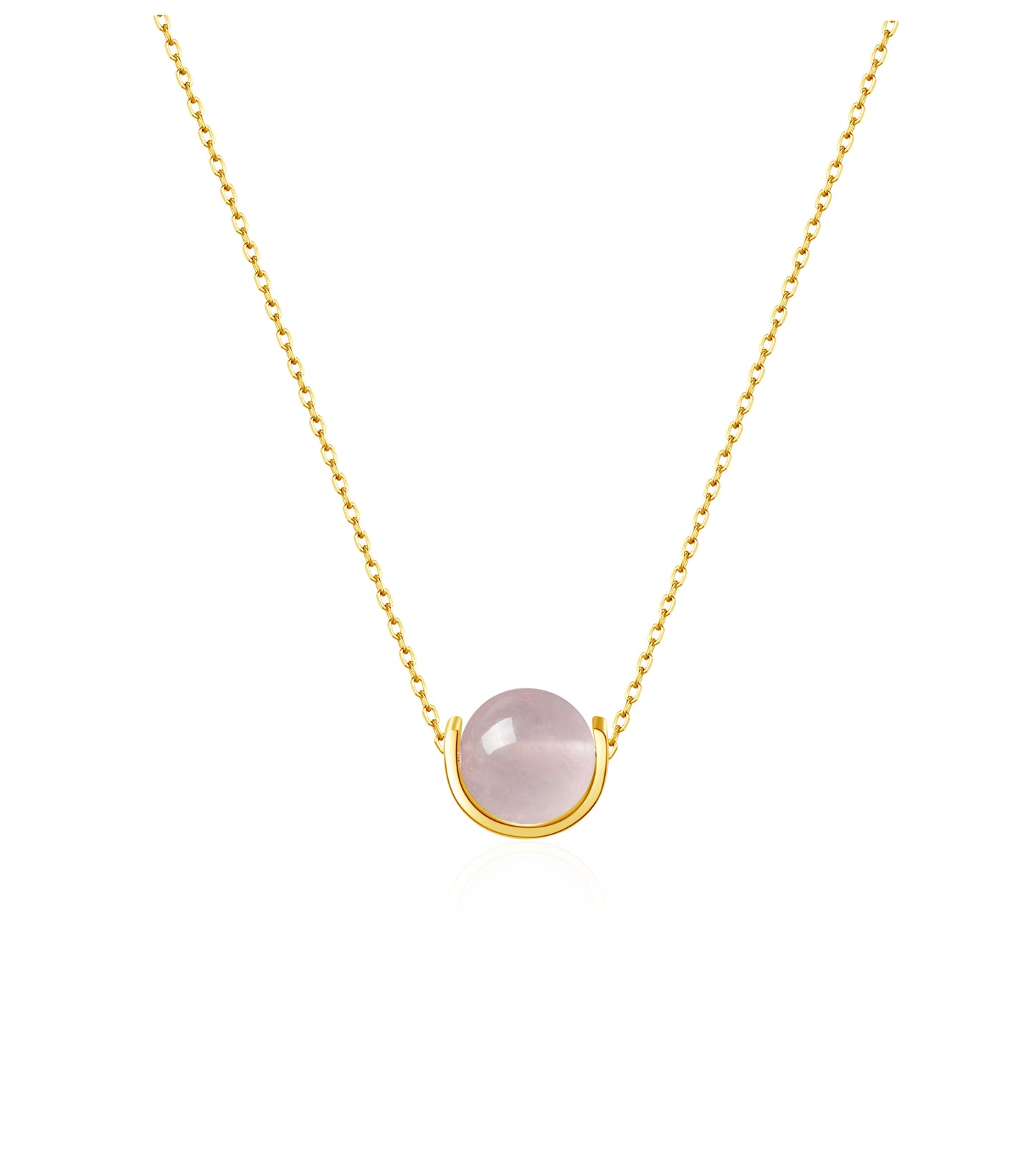 Naturalstone Rose Quartz Necklace- Gold - Wishe19