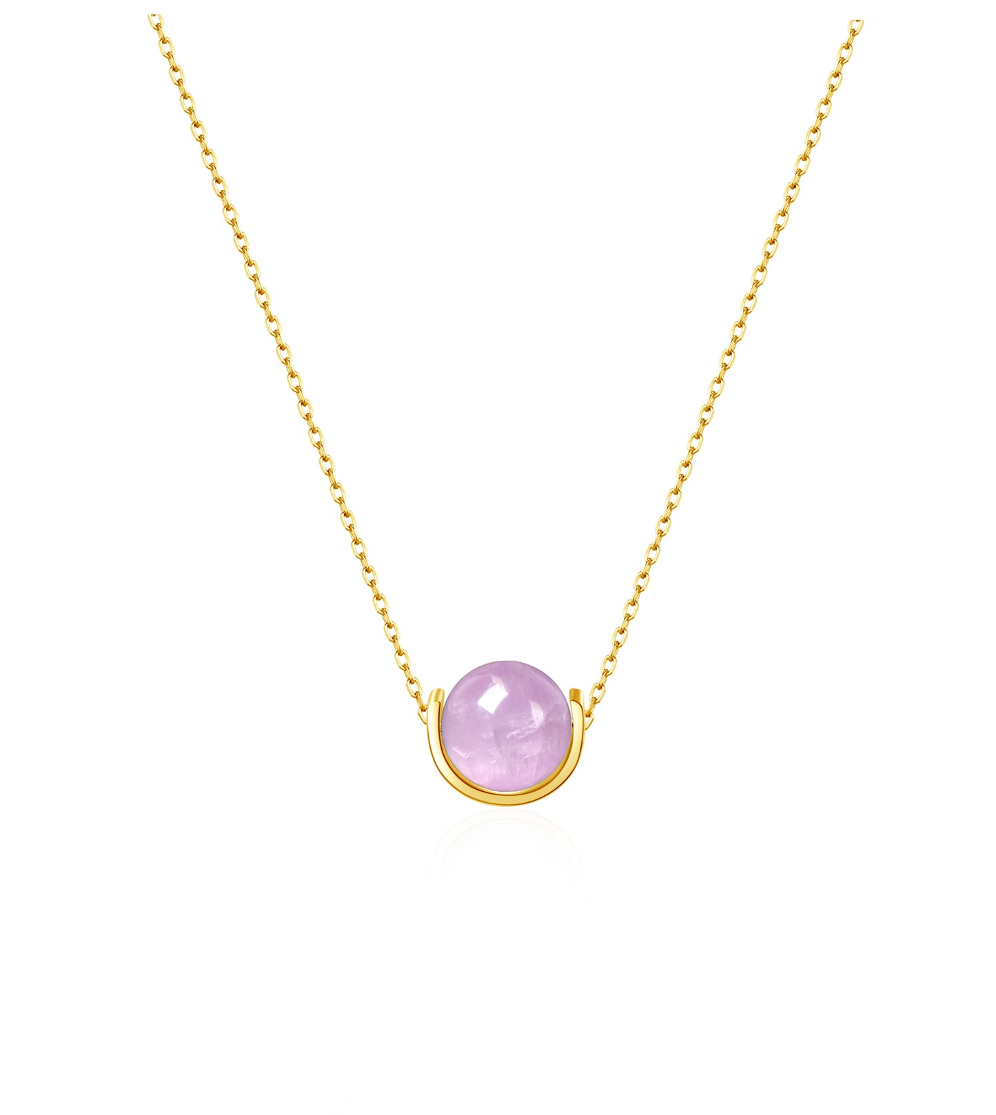 Naturalstone Amethyst Necklace- Gold - Wishe19