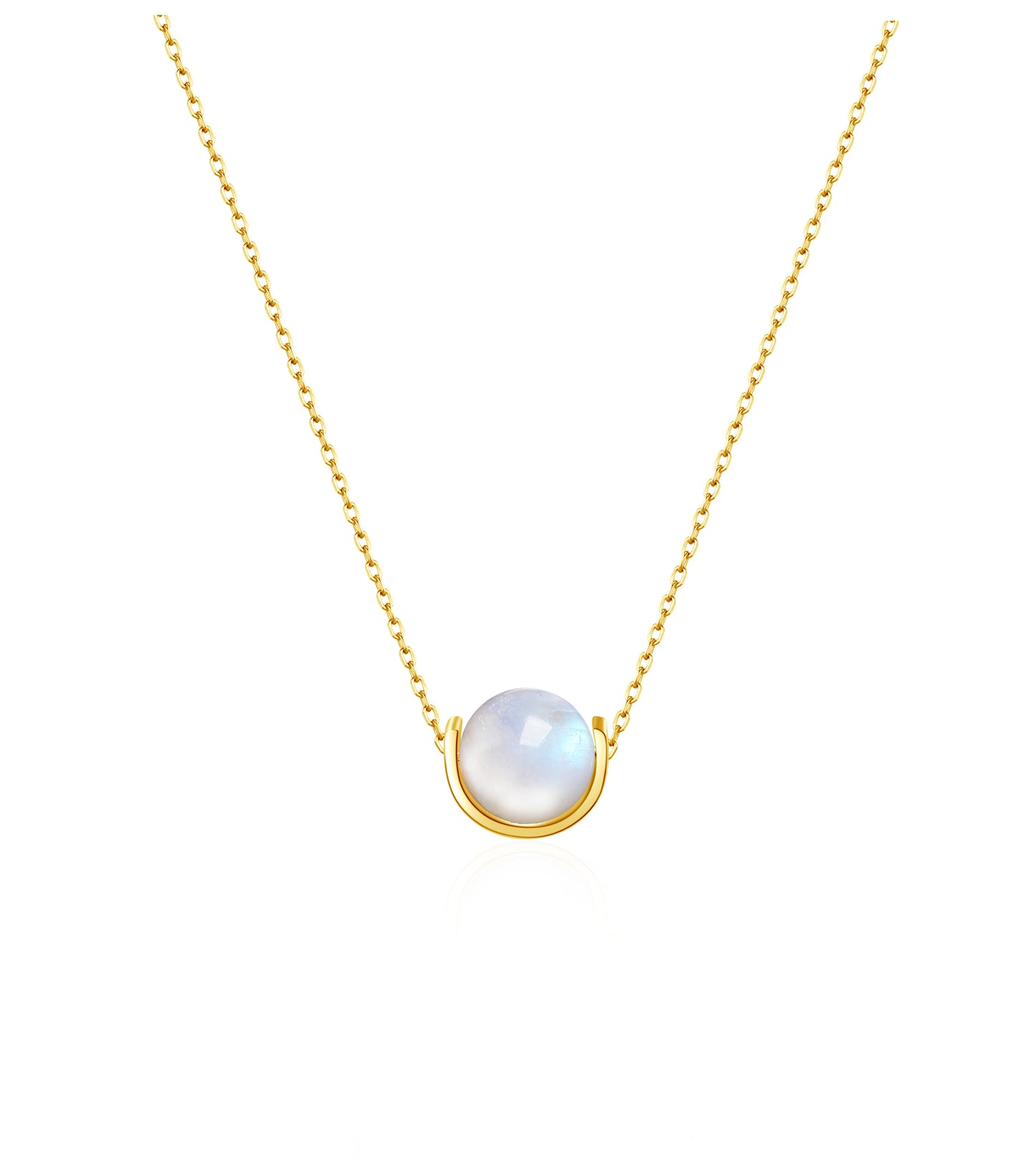 Naturalstone Moonstone Necklace- Gold - Wishe19
