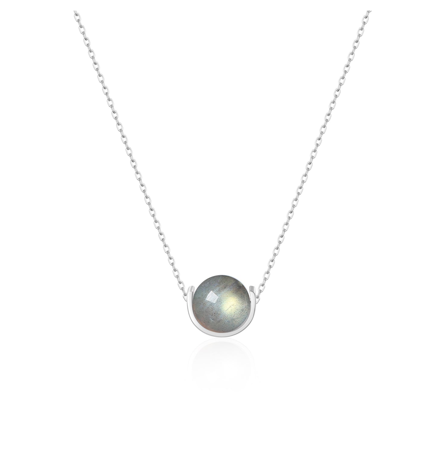 Naturalstone Labradorite Necklace- Silver - Wishe19