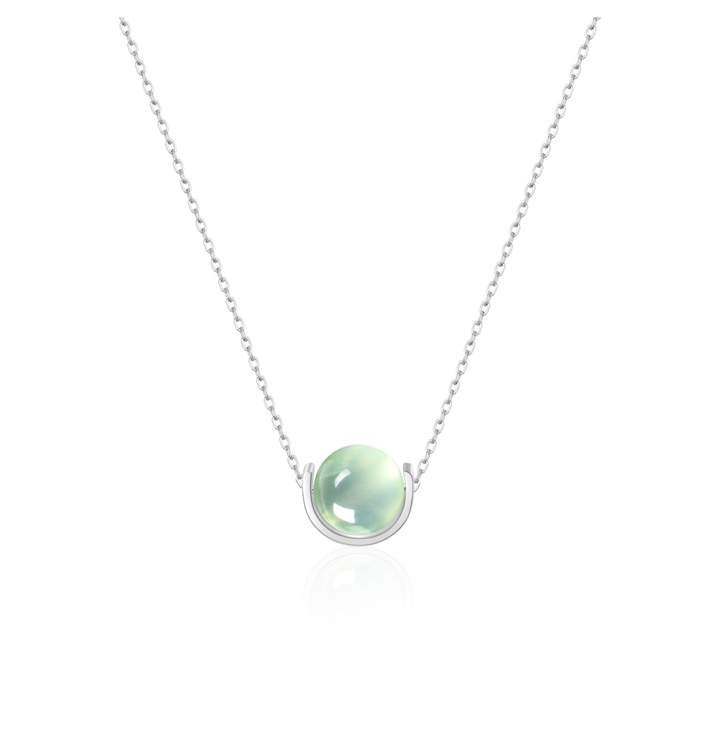 Naturalstone Prehnite Necklace- Silver - Wishe19