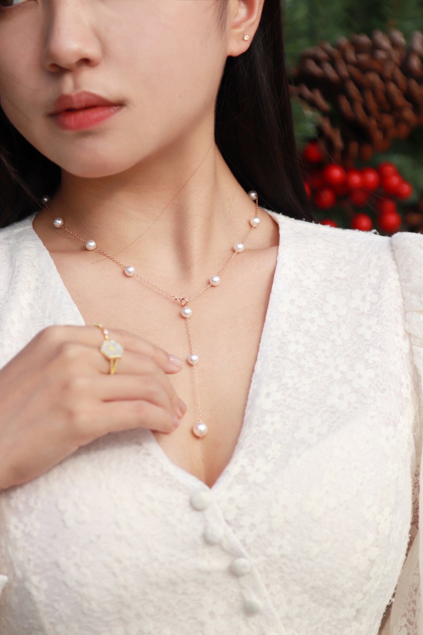 3-Ways Lariat Necklace- Rose gold - Wishe19