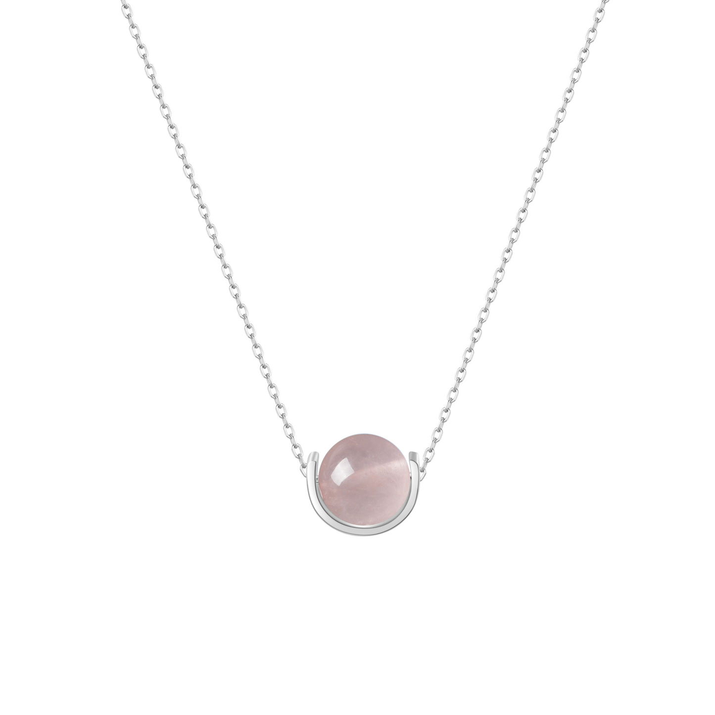 Naturalstone Rose Quartz Necklace- Silver - Wishe19