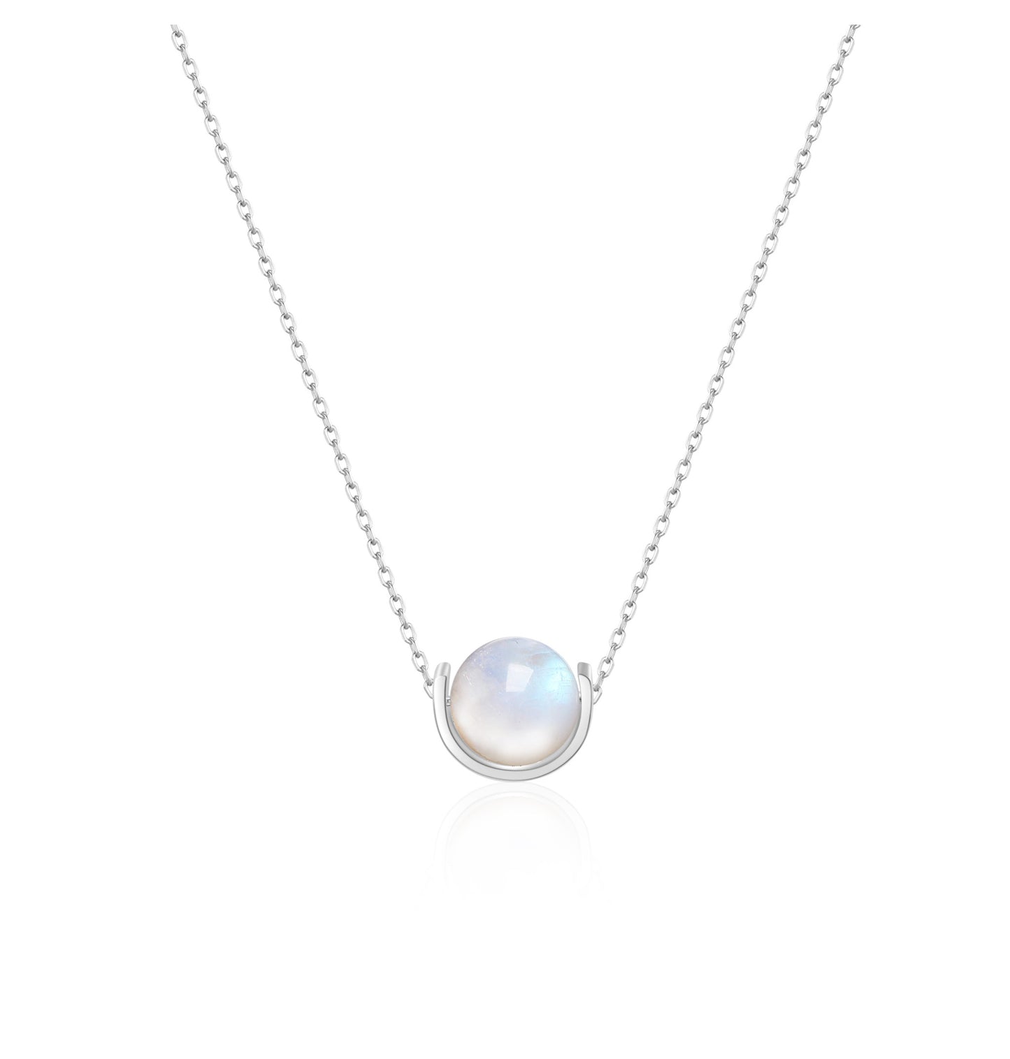 Naturalstone Moonstone Necklace- Silver - Wishe19