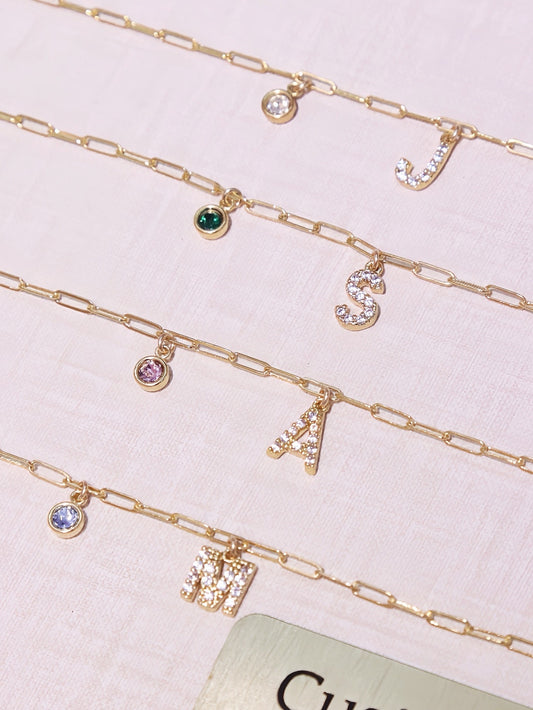 14KGF Initial Drop Bracelet