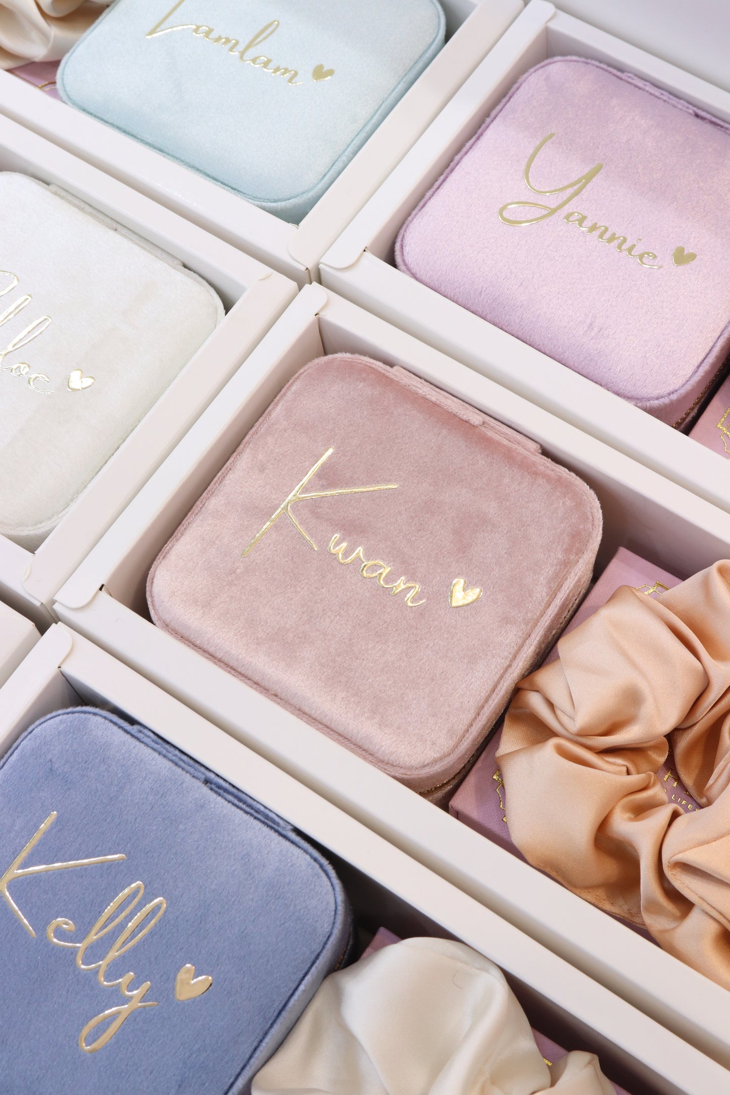 高級絨面收納首飾盒 Customized jewelry box with name