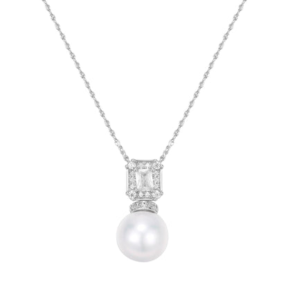 Laurel Pearl Necklace- Silver