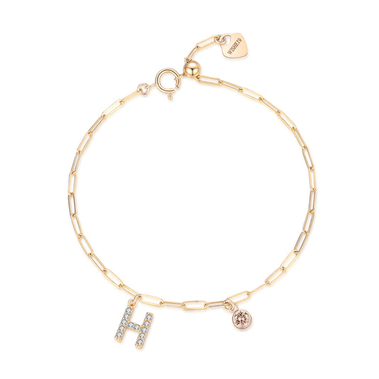 14KGF Initial Drop Bracelet - Wishe19