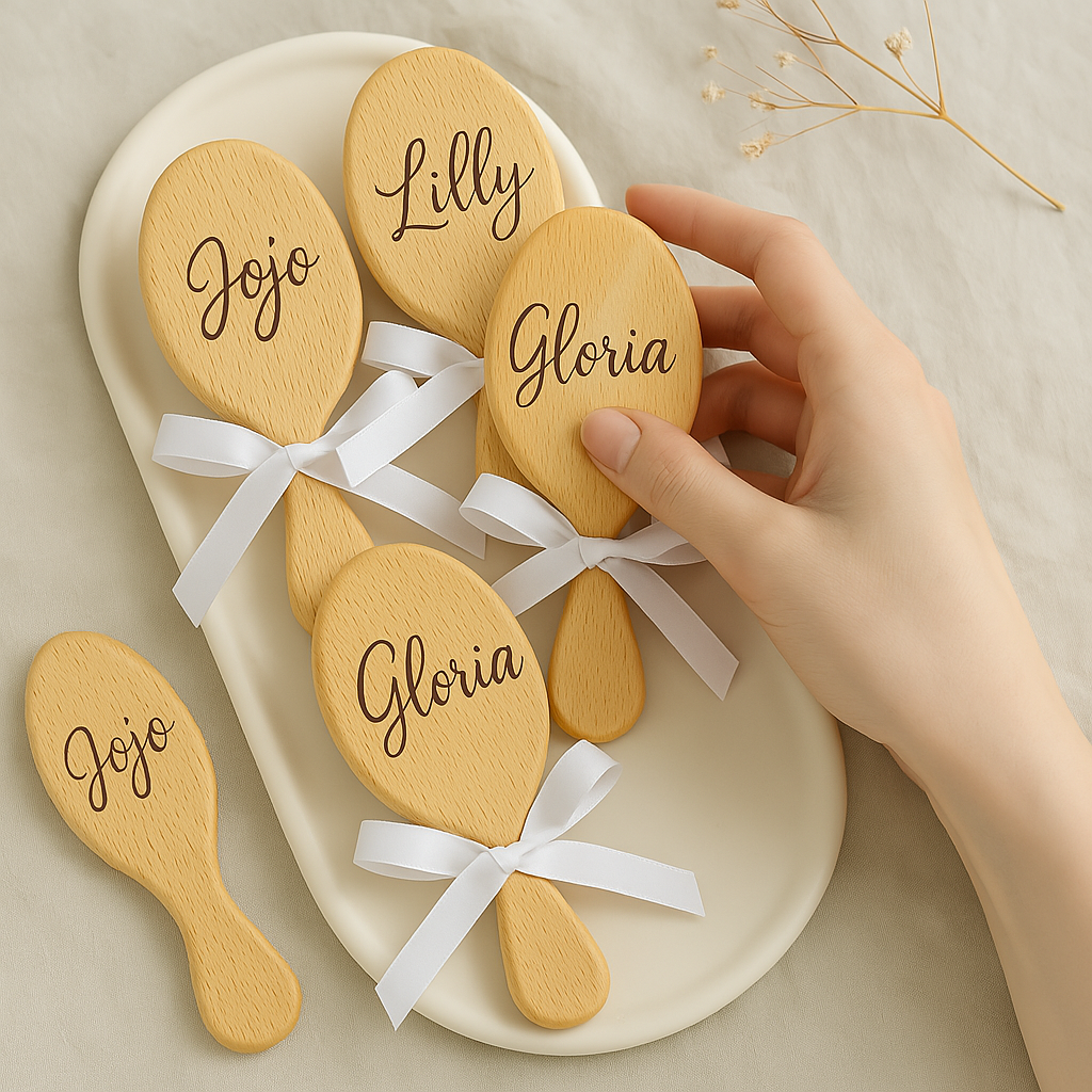 訂製純木氣墊梳子 Personalized bridesmaids comb - Wishe19