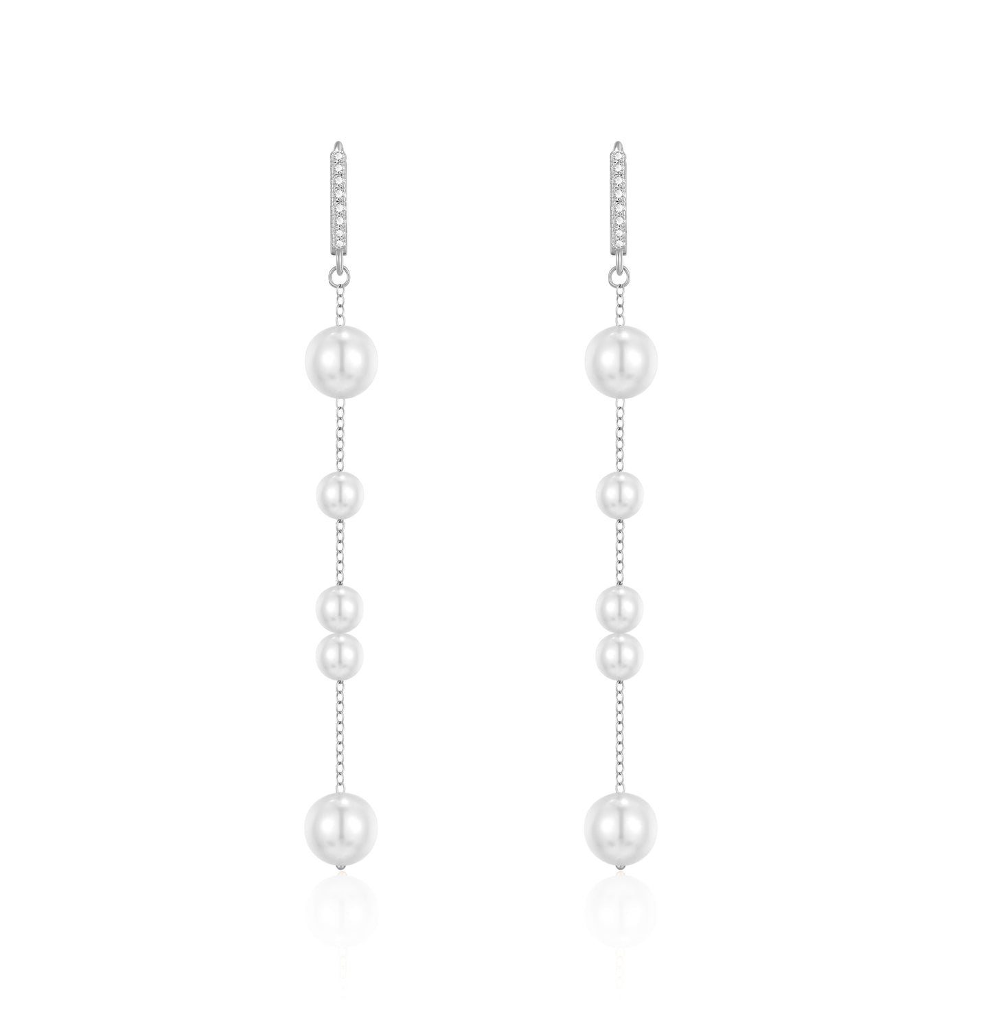 Baroque Long Pearl Earring-Silver