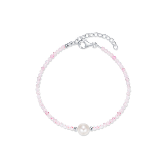 Shimmering Sky Bracelet- Strawberry Quartz