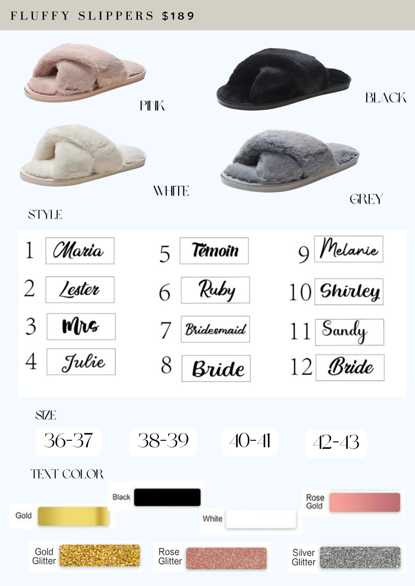 名字燙金毛毛拖鞋 Fluffy slippers