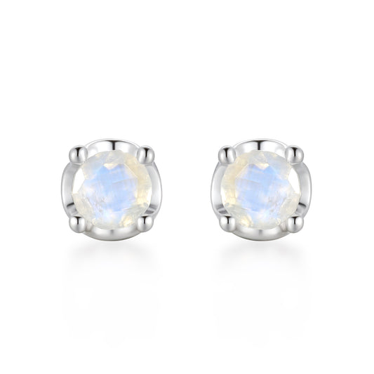 Moonstone Stud Earring- Silver