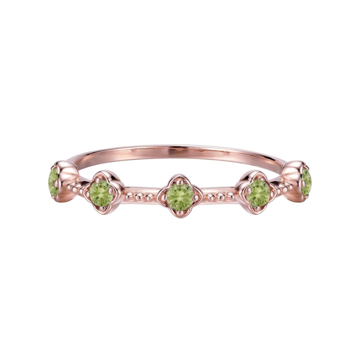 Peridot Blossom Flower Ring- Rose Gold