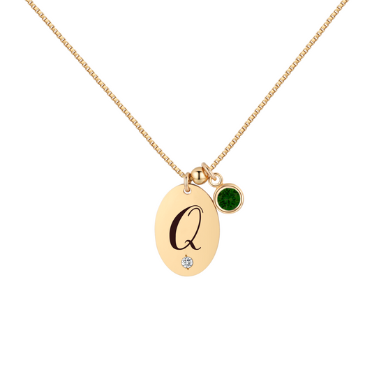 14KGF Initial Necklace- Letter Q