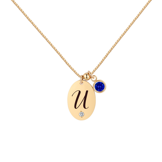 14KGF Initial Necklace- Letter U