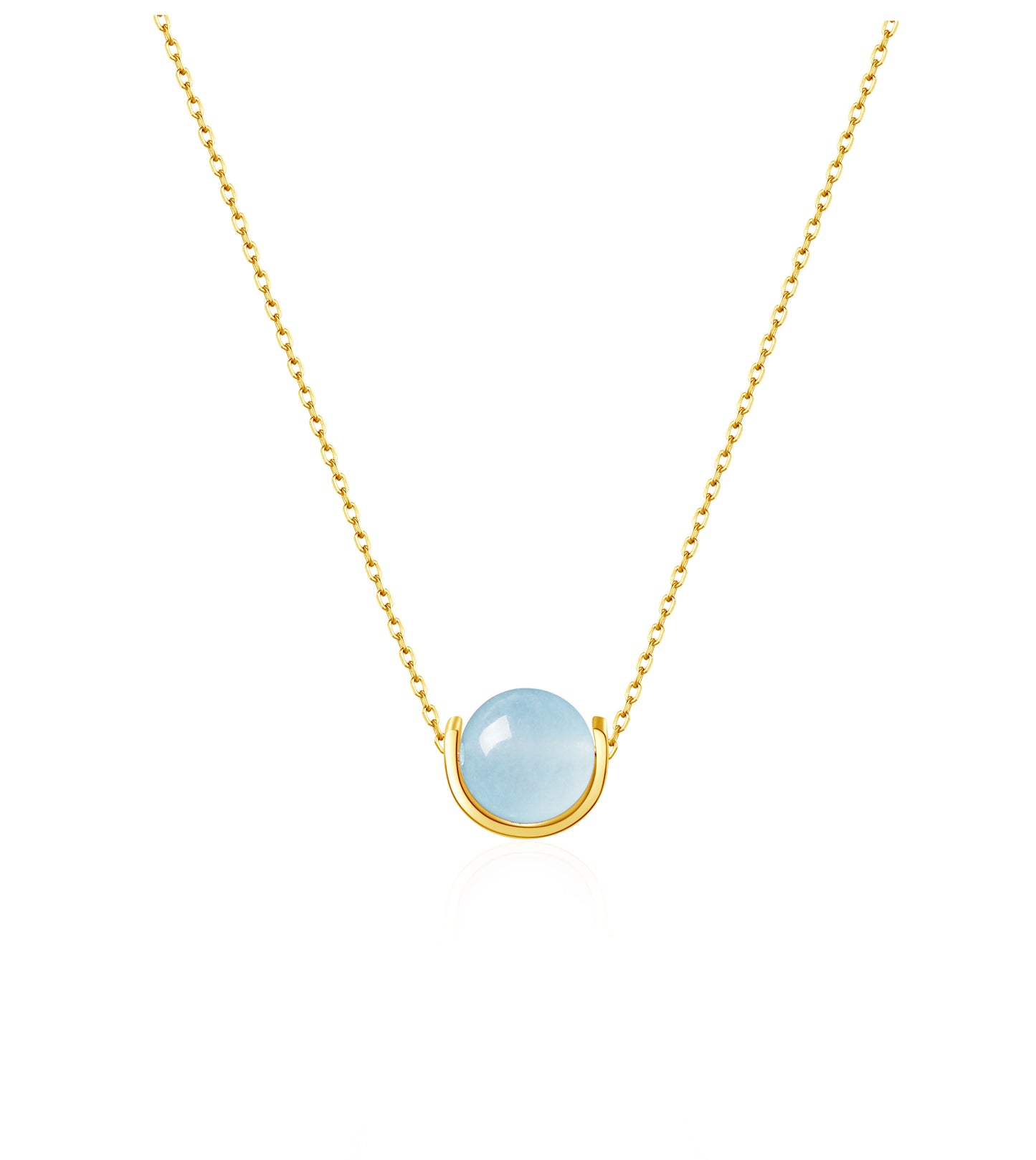 Naturalstone Aquamarine Necklace- Gold