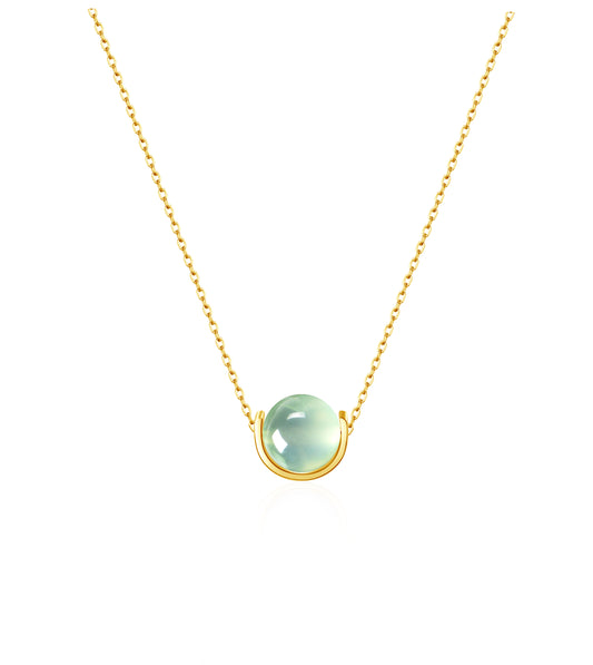 Naturalstone Prehnite Necklace- Gold