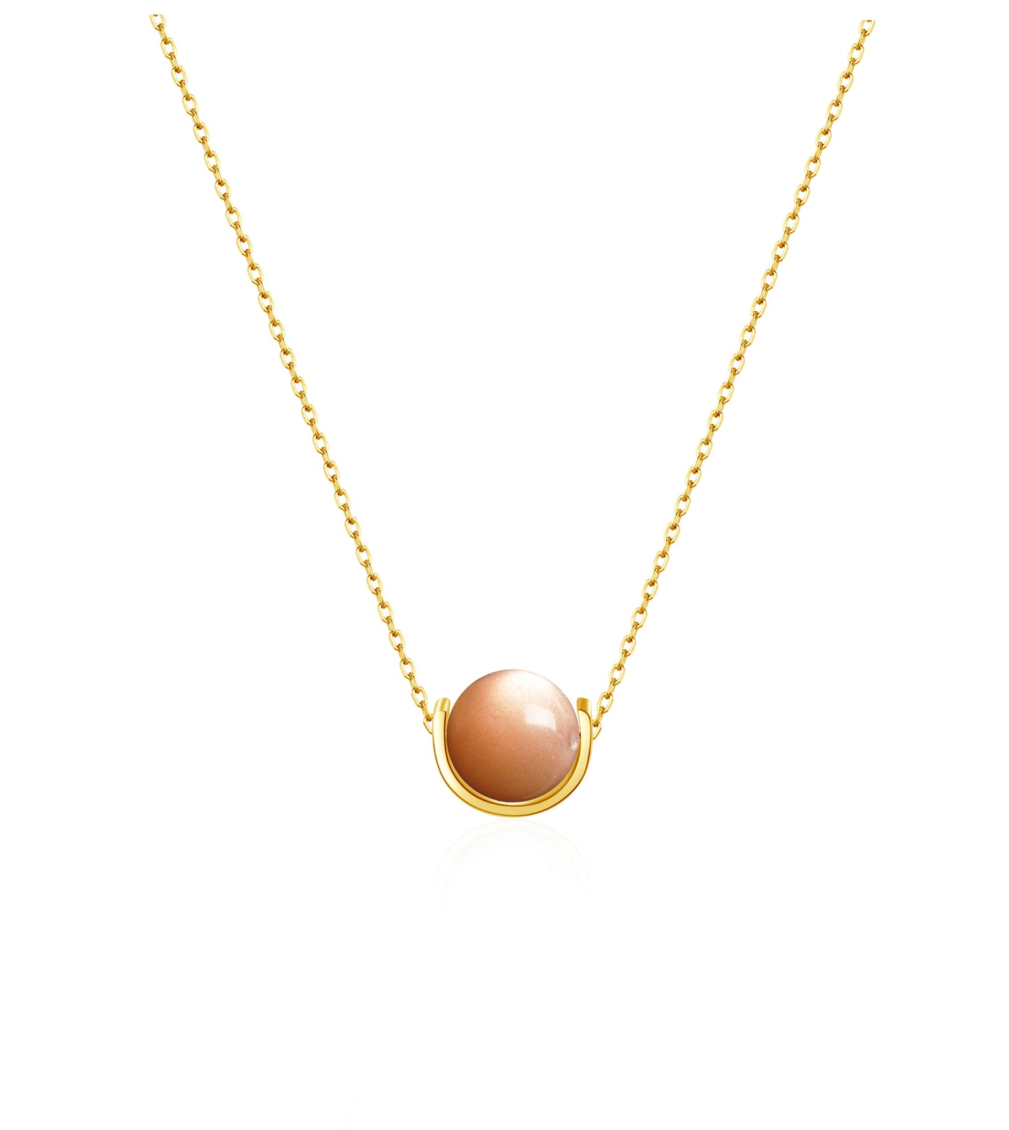 Naturalstone Peach Moonstone Necklace- Gold