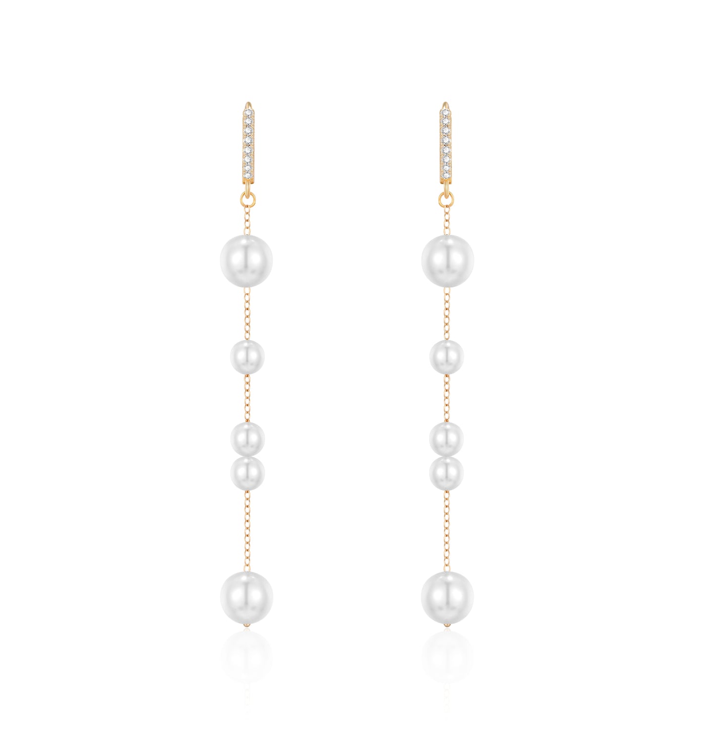 Baroque Long Pearl Earring-Rose Gold