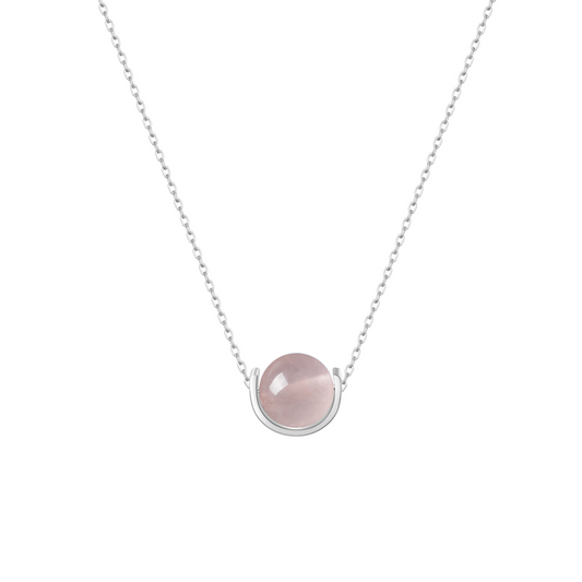 Naturalstone Rose Quartz Necklace- Silver